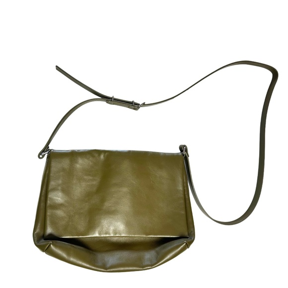 COS Olive Leather Crossbody Bag - Picture 1 of 5